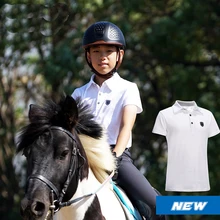 Детские спортивные поло, футболка с короткими рукавами для верховой езды, хлопковая детская одежда для конного спорта, Топ
