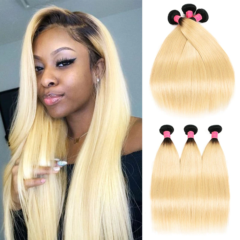 

T1B/613 Straight Hair Bundles Honey Blonde Brazilian Human Hair Weave Julia 1/3/4 Bundles Deals Bone Straight Hair Extensions