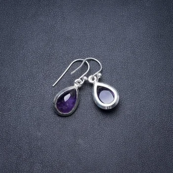 

Natural Amethyst Handmade Unique 925 Sterling Silver Earrings 1" Y3312