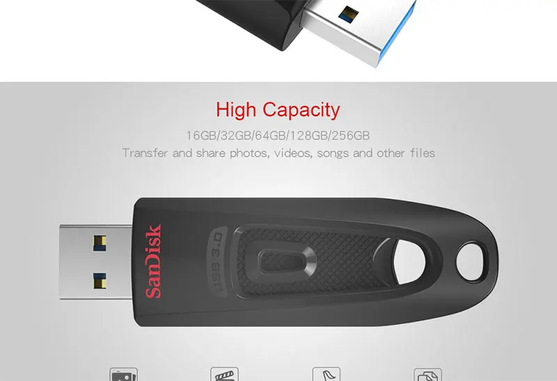 SanDisk Ultra CZ48 флеш-накопитель USB 3,0 16 ГБ 32 ГБ usb-носитель Stick 64 мини ручка накопители 128 U диск 100 МБ/с.. для ПК/ТВ/Автомобильный плеер