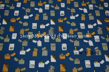 

100*140cm Retro blue lighter Cotton Fabric Fat Quaters sewing boy man Quilting Patchwork Fabric diy tecido tissue