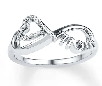 

2019 new micro-inlaid zircon "mother" "MOM" letter ring female mother's day gift rings for women silver 925 jewelry