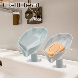Soap Box Lotus Leaf-Shaped Soap Dish Box Soap Holder Creative Bathroom Storage Soap Box No Take Up Space Suction Cup Standing