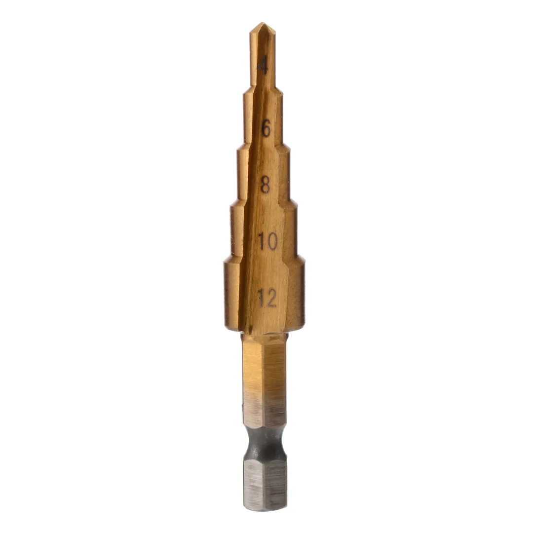 1pc HSS Step Cone Drill Bit Set Titanium Coated Woodworking Hole Milling Cutter 4-12/4-20/4-32mm