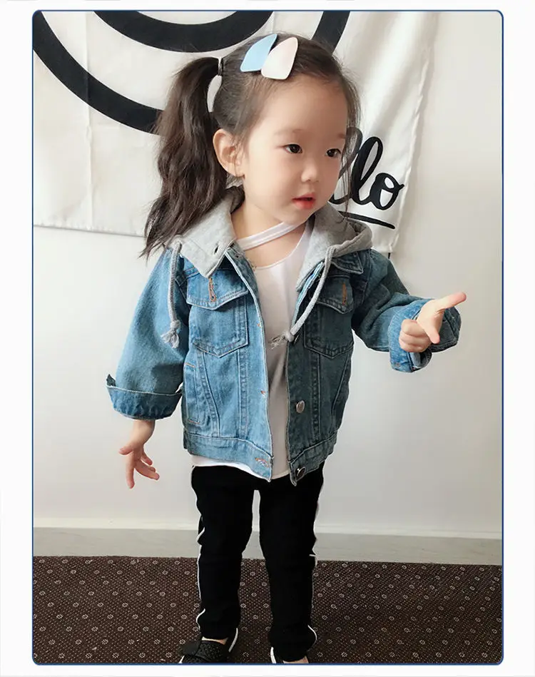 Spring Children's Denim Jackets Girl Jean Embroidery Jackets Girls Kids clothing baby Lace coat Casual outerwear Windbreaker fleece coats