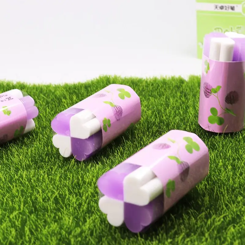 

2 Pcs/set Lovely Four Leaf Clover Rubber Erasers Sketch Painting Pencil Correction Tool School Office Stationery Supply