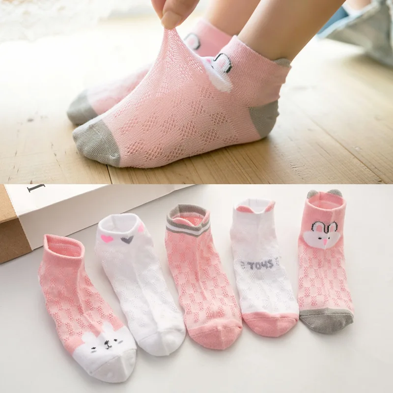 

5 Pairs/Lot Children Cartoon Socks Short Tube Mesh Baby Socks Thin Breathable Boy Girl Boat socks Cute Newborn Accessories