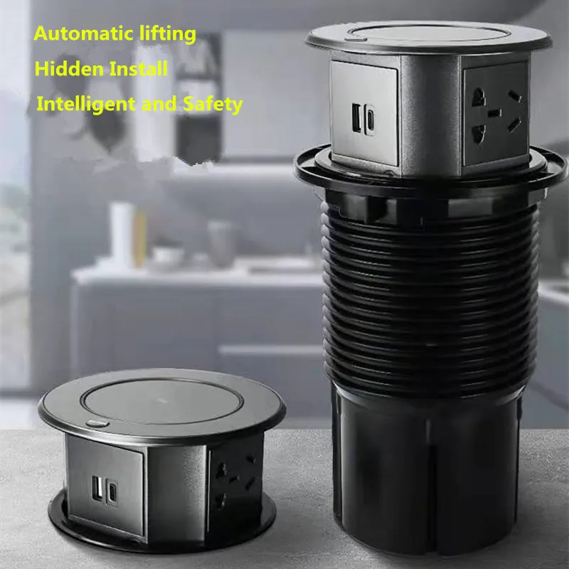 

CHUX Intelligent Desktop Lifting Socket With USB Kitchen Home Embedded Hidden RetractablePlug Waterproof Automatic Table Sockets