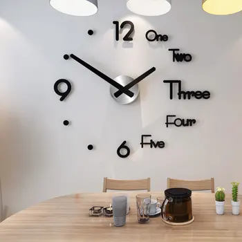 

Modern Home Decoration Digital Wall Clocks Watch Large DIY Acrylic Mirror Mechanism Sticker for Living Room Bathroom