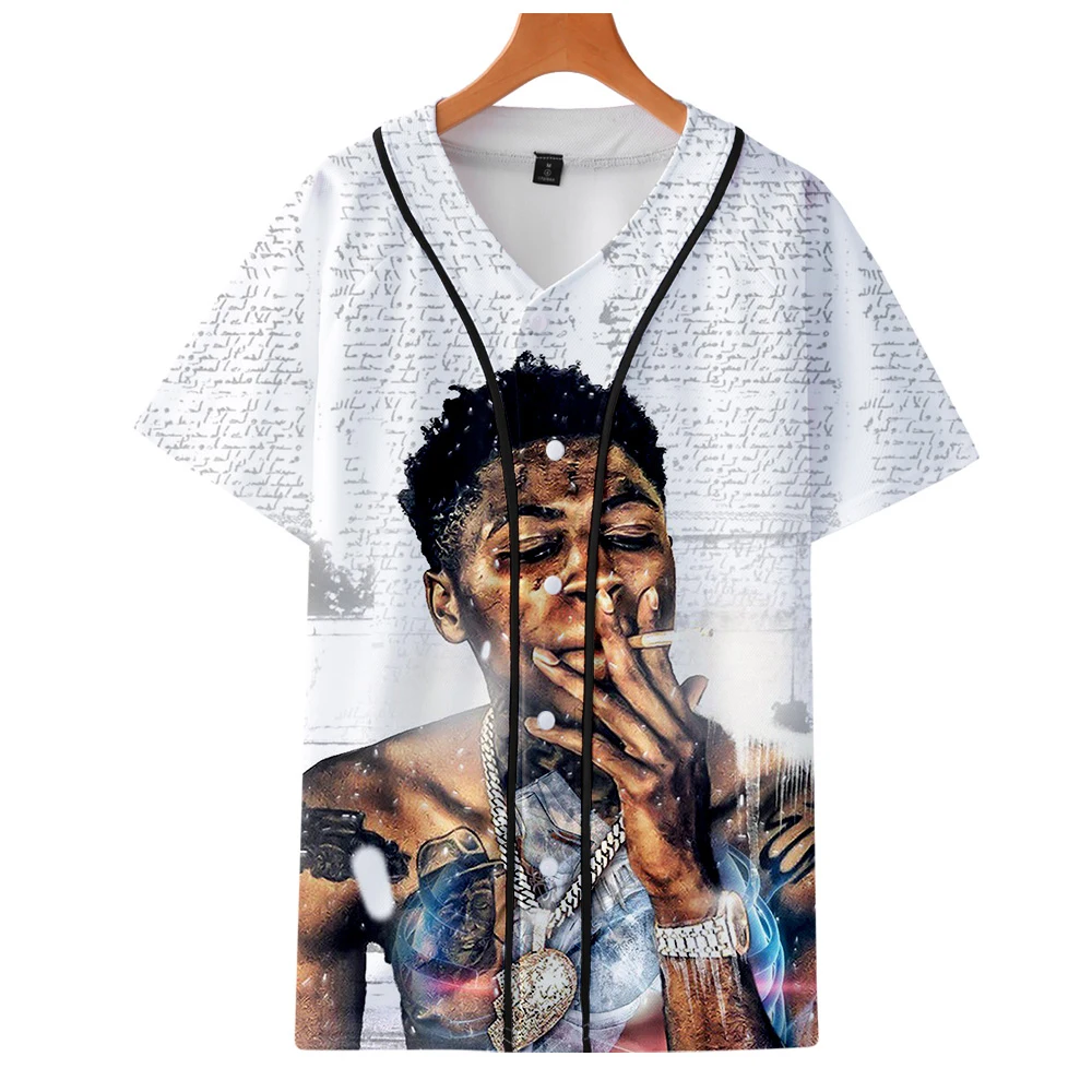 Летние бейсбольные рубашки с 3D принтом «YoungBoy Never Broke agre», модная повседневная Уличная одежда с короткими рукавами для костюмированной вечеринки