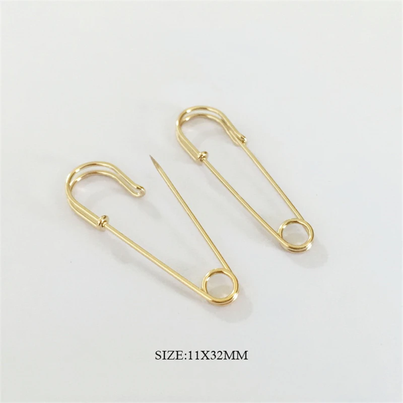 14K Gold Filled 11x32mm Brooch Pin Clasps Hooks Bulk Wholesale Supplies for Bracelets Necklace Making Handmade Jewelry Findings