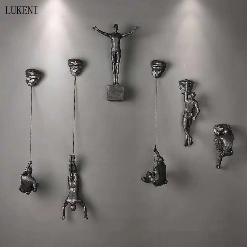 Custom Colors Retro Rock Climbing Character Sculpture Wall Hanging Background Wall Home Decoration Hanging Climbing Statue Custom Colors Retro Rock Climbing Character Sculpture Wall Hanging Background Wall Home Decoration Hanging Climbing Statue