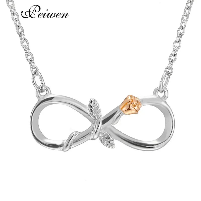 

Rose Flower Infinity Pendant Neckalce for Women Lover Charm Choker Necklaces Silver Color Stainless Steel Colar Fashion Jewelry