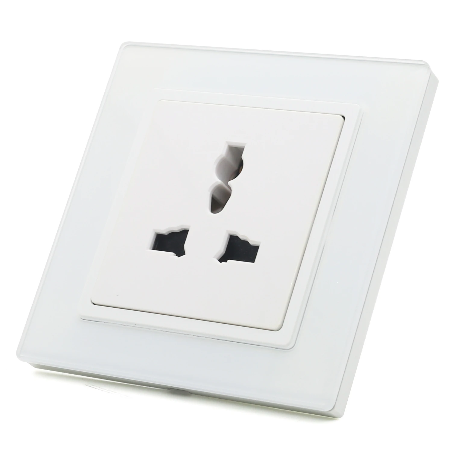 3HoleWhite WI-FI сенсорный светильник настенный выключатель Белый Стекло Панель синий светодиодный штепсельная вилка стандартов ЕС и Великобритании универсальное автомобильное зарядное устройство с домашний телефон Управление 3 ряда 2 способа реле квадратной формы - Цвет: 3HoleWhite