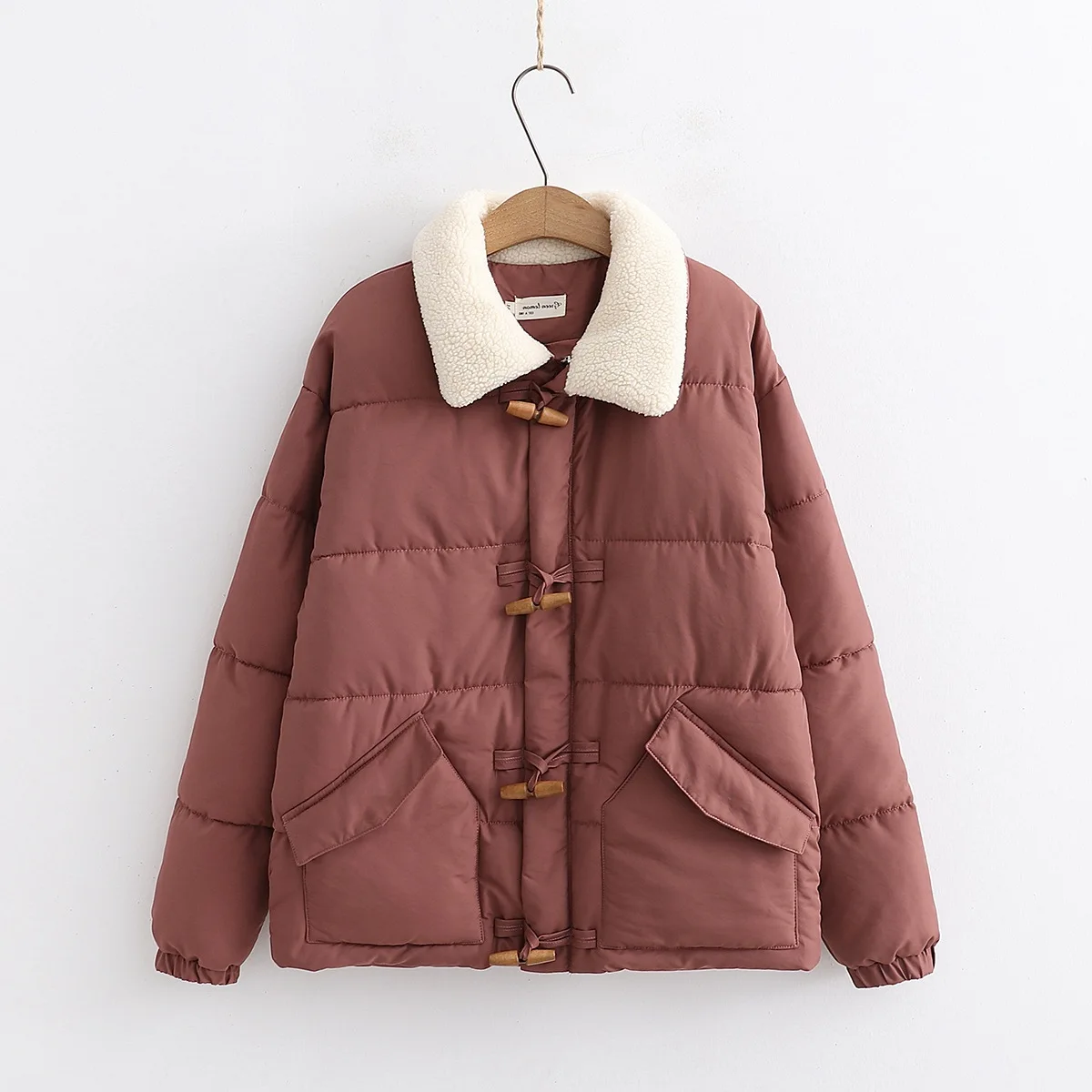 

AliExpress College Style Versatile Lambs Wool Fold-down Collar Slimming down Coat 2019 Winter Students Thick Cattle