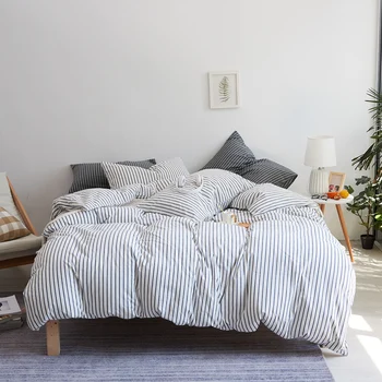 

100% washed cotton Nordic style bedding set duvet cover bed sheets pillowcase bed linen nordic bed sets queen king single size