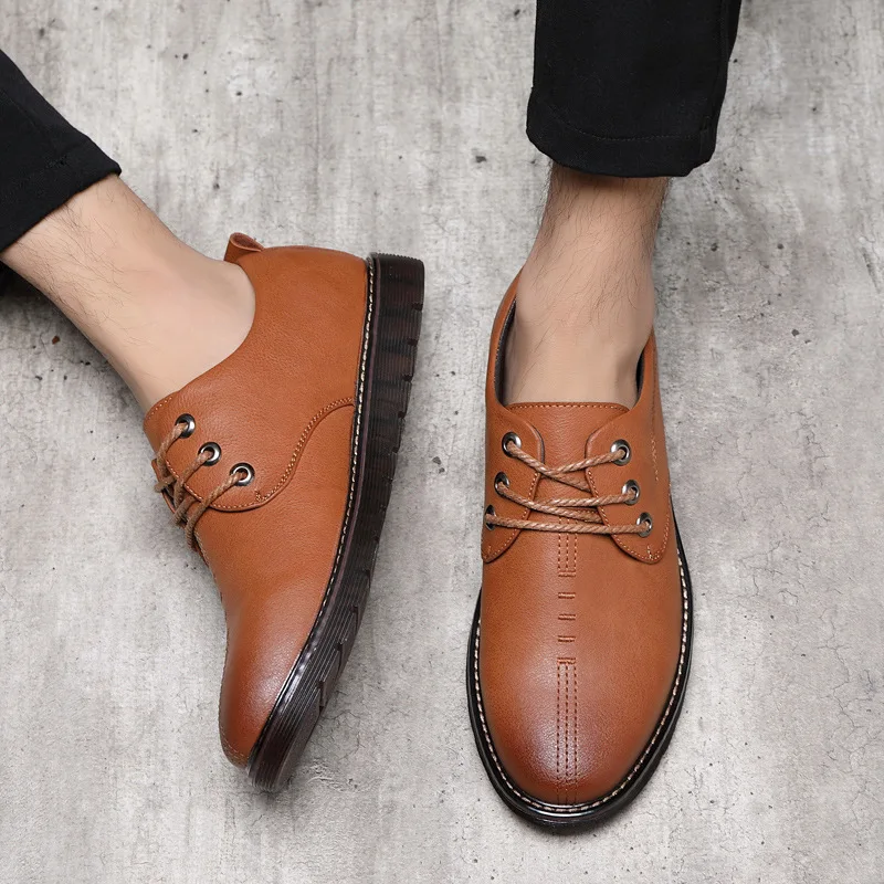 

2019 Autumn New Style Simple MEN'S SHOES Genuine Leather Men Business Formal Wear Leather Shoes British Style Lace-up Cowhide Ca