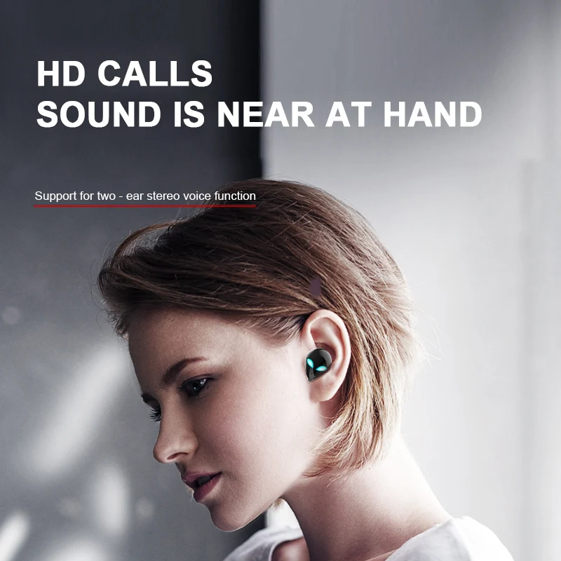 OTTWN T8 Wireless Bluetooth Earphone Creative Alien Smart Headset 5.0 HIFI Stereo Sports Bluetooth Headset with wireless charge