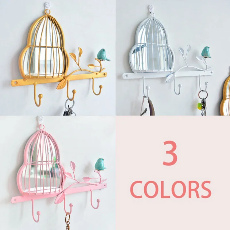 Concise BirdCage Shape Storage Rack Cute Free Punch Storage Rack Wall Mounted Iron Shelf Home Decoration