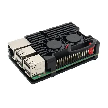 

For Raspberry Pi 3 Aluminum Case with Dual Cooling Fan Metal Shell Black Enclosure for RPI Raspberry Pi B/3B+