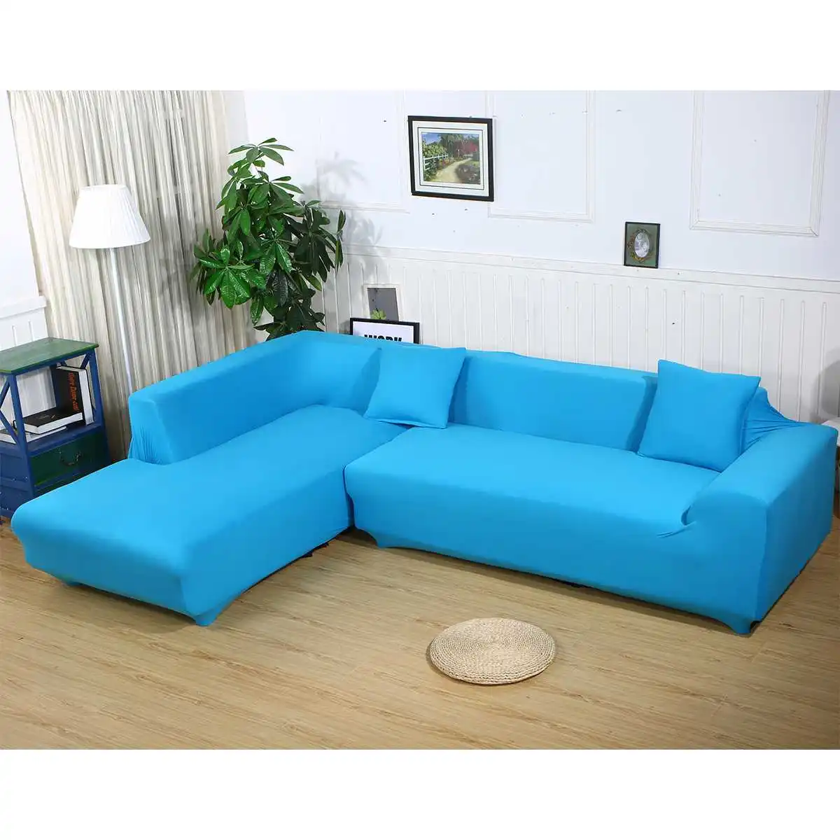 Sky Blue Тонкий флисовый чехол для дивана сплошной цвет все включено чехол для дивана эластичный стрейч полный Чехол для дивана 4 местный 235-310 см - Цвет: Sky Blue