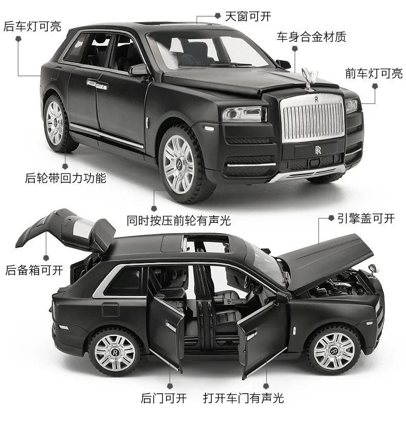 Масштаб 1:32 Сплав модель автомобиля Rolls Cullinan литье под давлением Свет Звук оттяните назад модель автомобиля-внедорожника Моделирование игрушки для детей подарок коллекция