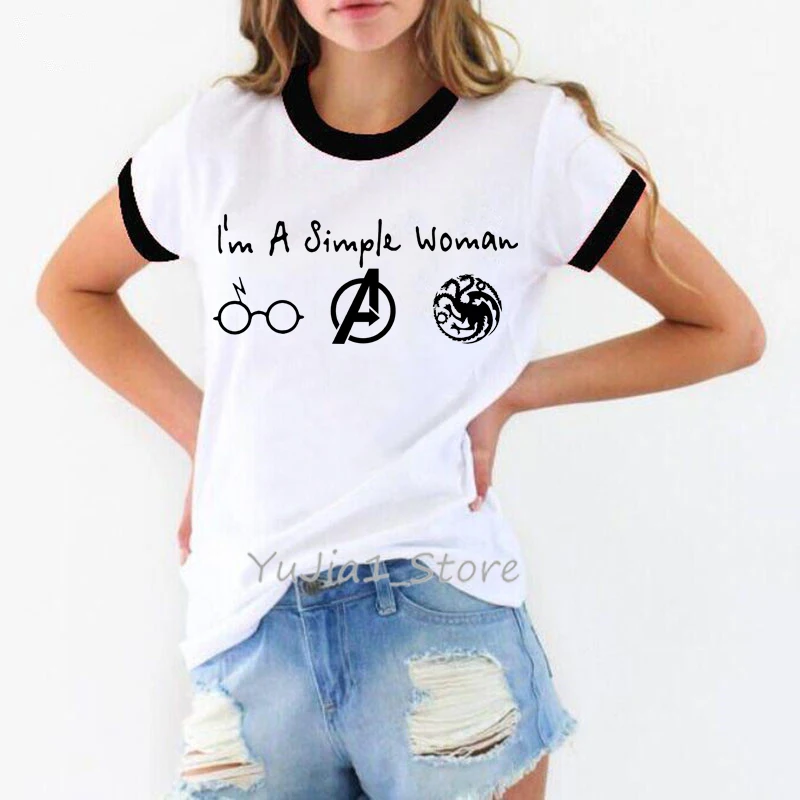 Простая женская футболка с графическим принтом, футболки для женщин, Мстители, эндигра и Игра престолов, футболка camiseta mujer, модная футболка femme