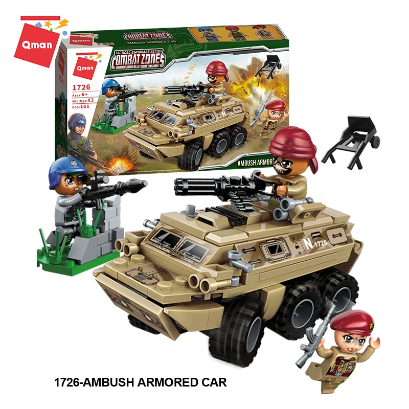 

Qman Classic Solider Blocks Ambush Armored Military Car Model Construction DIY Gifts Toy 161 Pcs Building Bricks