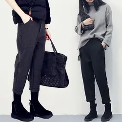 Pantalon en laine pour femmes, sarouel ample à neuf points, grande taille, petits pieds carotte, pantalon coréen à jambes larges, nouvelle collection automne et hiver 