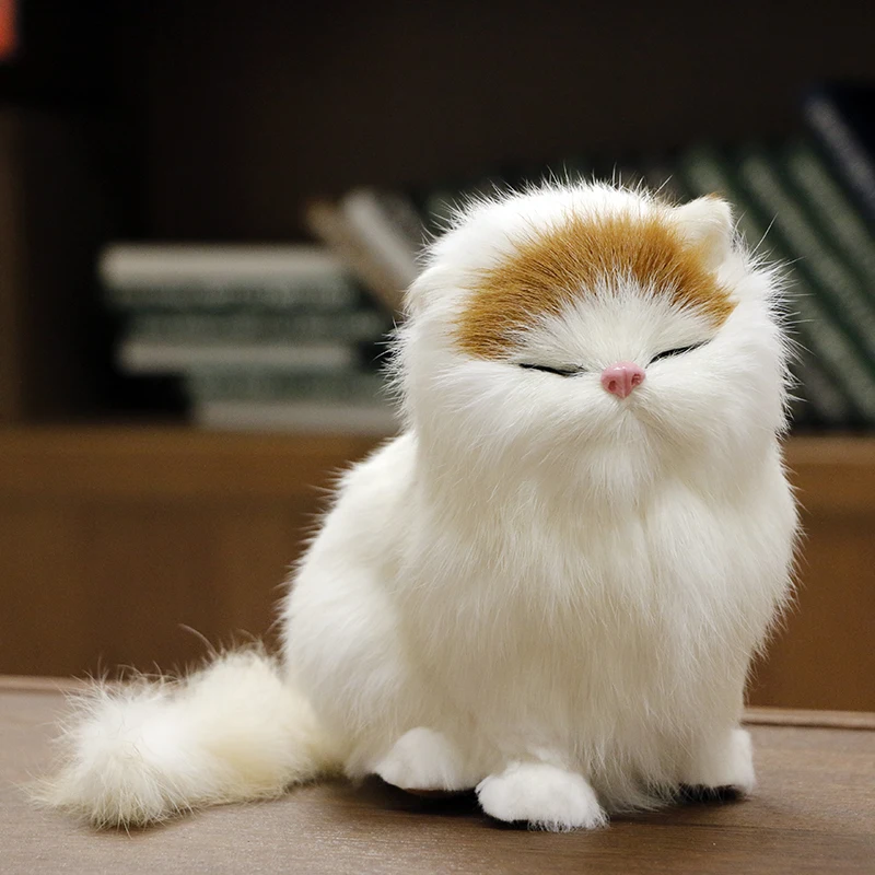 Realistic Pet Cat Dolls Kitten Figurines Plush Toy For Kids Birthday Gift Ornaments Home Table Decoration 2