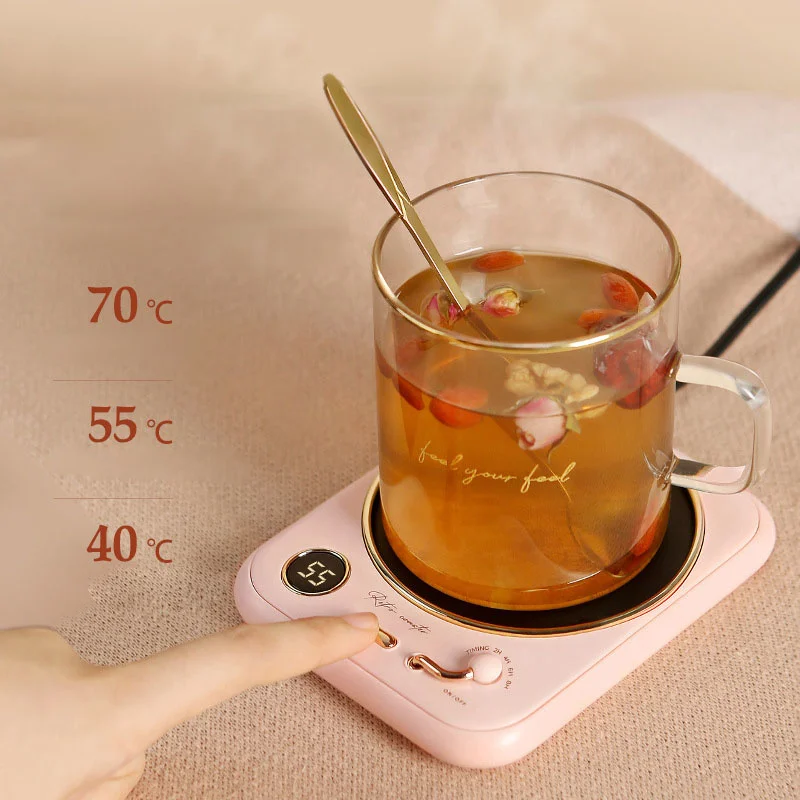 220V Cup Warmer Mug Coffee Cup Heater Mug Smart Timer Heating Coaster Thermostatic Heating Pad Hot Plate Hot Milk Coffee Warmer