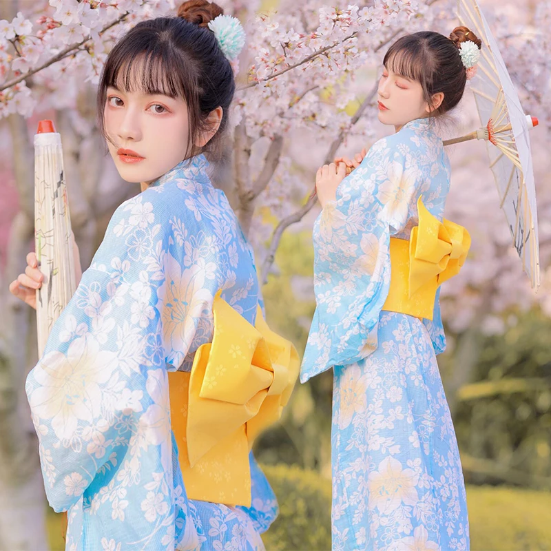 Asian Fashion Women Blue Kimono 