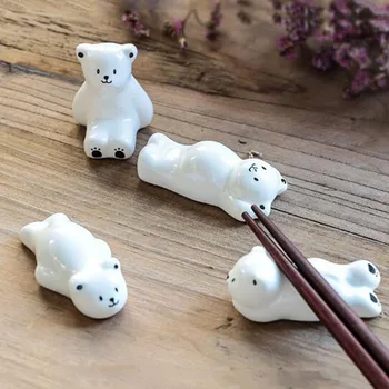 

4pcs/set Chopstick Shelf Holder Tableware Kitchen Utensil Home Decor Ceramic Crafts Bear Chopstick Rest Rack