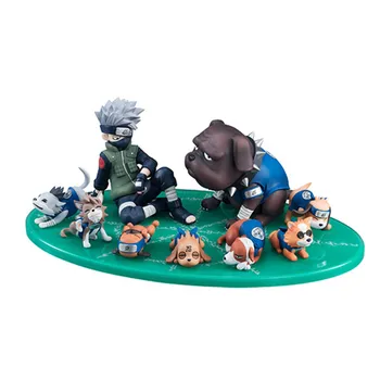 

9 Pcs/set 8cm Anime NARUTO Hatake Kakashi Eight Ren Dogs Sasuke's Teacher Box PVC Action Figure Collectible Model Toy Y153