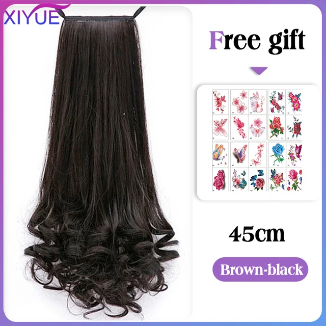 XIYUE 합성 헤어 섬유 내열성 곱슬 머리, 포니 테일 인조 헤어 칩 인 헤어 익스텐션 포니 테일 가발 (브레이드 포함)