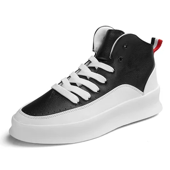 

2020 Mens Spring Black Luxury Sneakers Men Comfortable Casual Shoes Leather Chunky Fashion High Top Shoes Men Zapatillas Hombre