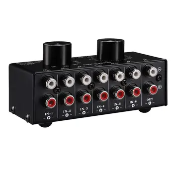 

6 Input 1 Output Audio Signal Switch Selector, RCA In/Out port, Output Volume Control