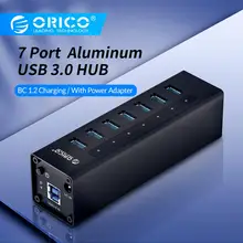 ORICO 7 Порты и разъёмы высокое Скорость Настольный USB3.0 концентратор Поддержка BC1.2 зарядки с Мощность адаптер Алюминий USB разветвитель для Macbook-черный