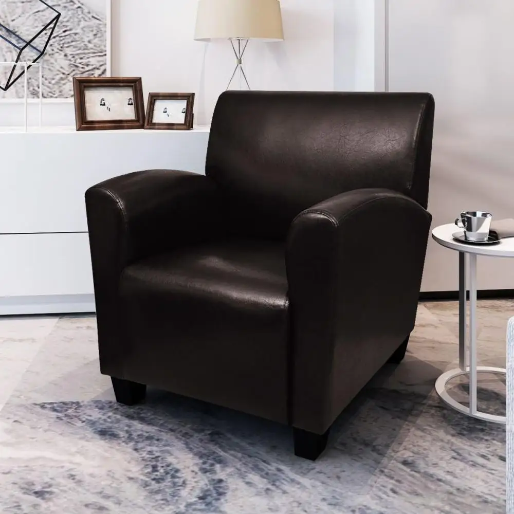 

New Arrival Dark Brown Synthetic Leather Armchair For Living Room/Garden/Bedroom Soft Chair Decorative Chair Modern