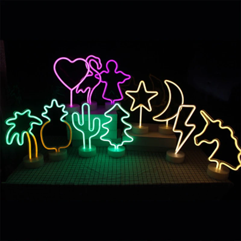 1pcs 3D LED Neon Table Lights Star Unicorn Cute Night Light For Valentine's Day Birthday Gift Wedding Party Home Decor Lamp | Дом и сад