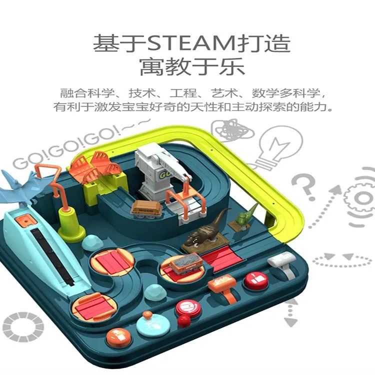 

Douyin Celebrity Style Children Checkpoints Dinosaur Adventure Camera Track Luxury Models Inertia Elevator Sliding Camera Track