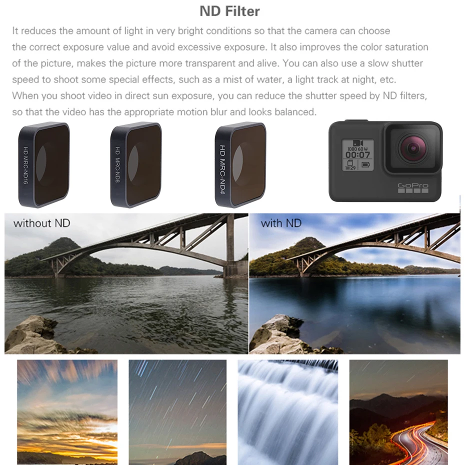 Фильтр для камеры FOTOFLY Hero5/6/7 фильтры CPL/UV/ND 4 8 16 красный Magenta/желтый аксессуары экшн