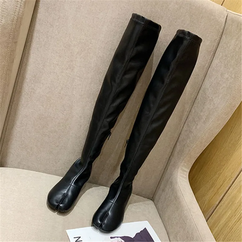 Botas Mujer/; эластичные сапоги выше колена с разрезом; сапоги до бедра; женская обувь; сезон осень-зима; пикантные женские сапоги; Bota Feminina