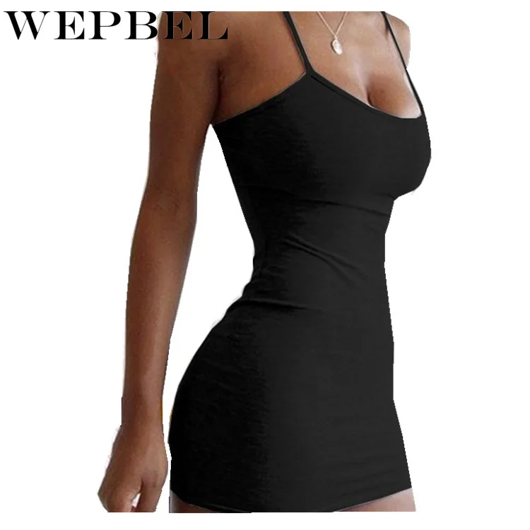 

Summer Fashion Solid Color Sheath Pencil Dress Women's Sexy Spaghetti Strap High Waist Backless Mini Dress