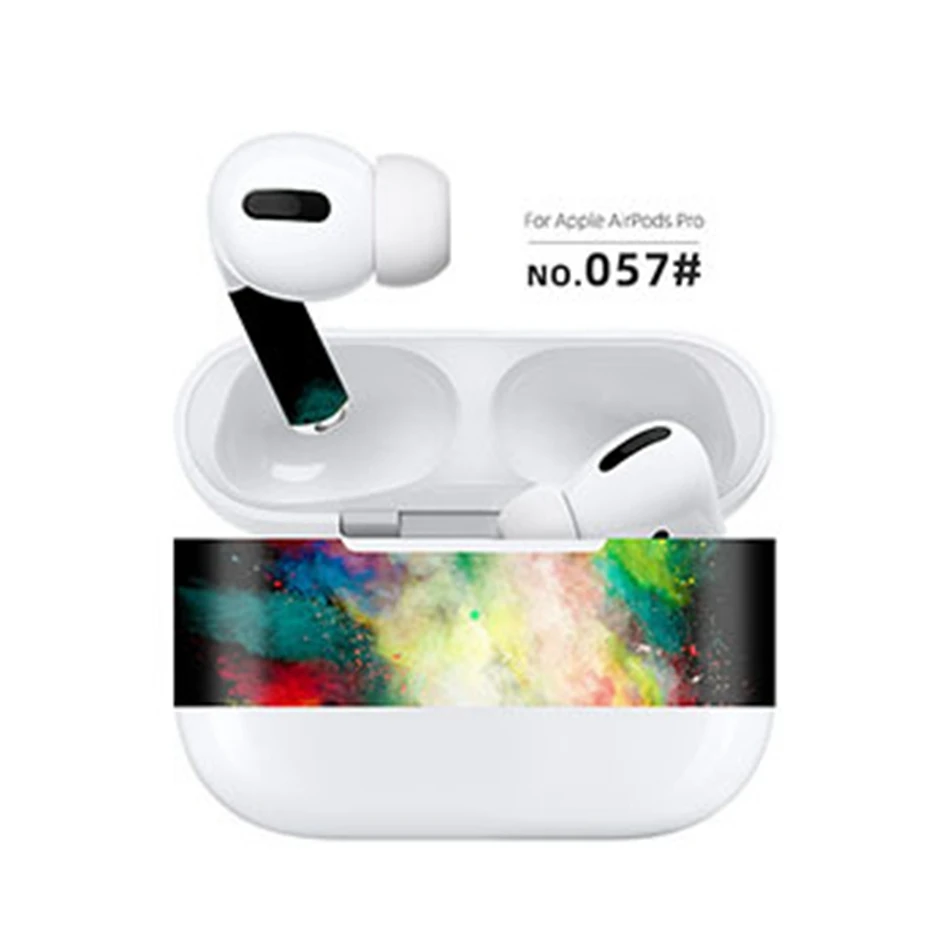 Для AirPods Pro модная наклейка с цветами и листьями авокадо для AirPods 3 шкуры Съемная клейкая декоративная наклейка пленка на голову - Цвет: 057