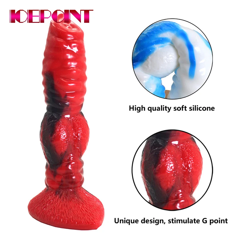 Silicone Animal Wolf Dildo Colorful Green Blue Red Realistic Dog Penis Sex Toys for Women Lesbian Knotted Dildos Sexy Shop