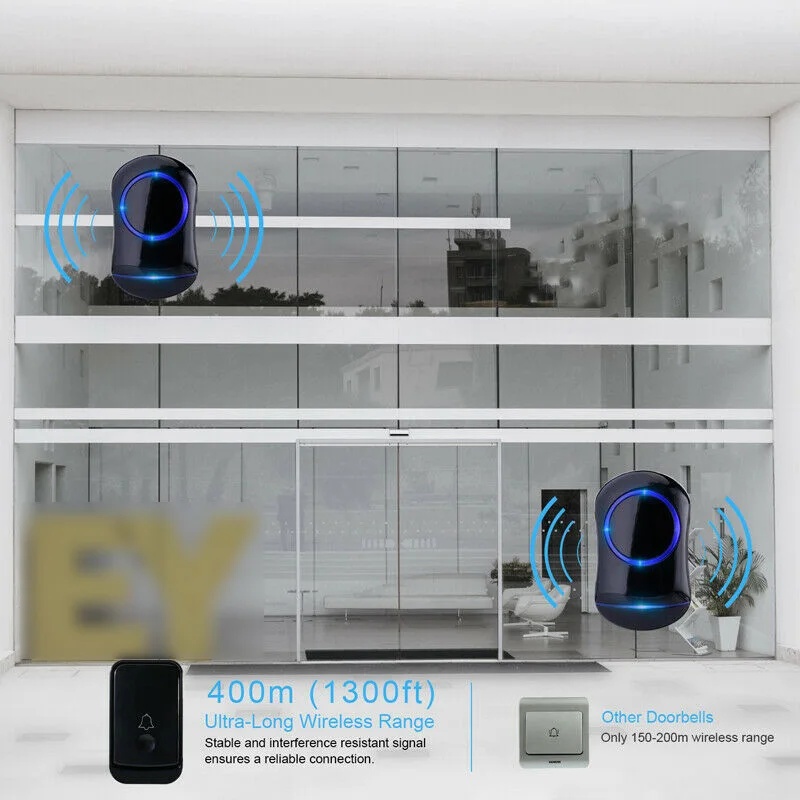 

Made Of High Quality Home Security Wireless Doorbell Driveway Alarm 2Plug-in Ultra-low Power 85-260V