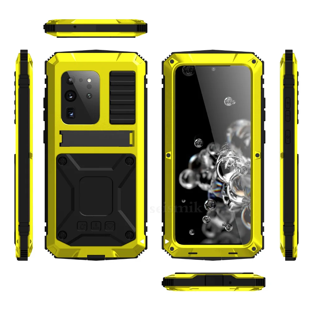 Armadura de Metal Protetor para Samsung Case com Kickstand Doom Vidro Galaxy S21ultra Note20 S20plus S20 Ultra S21 S21plus 1 Estojos dobráveis