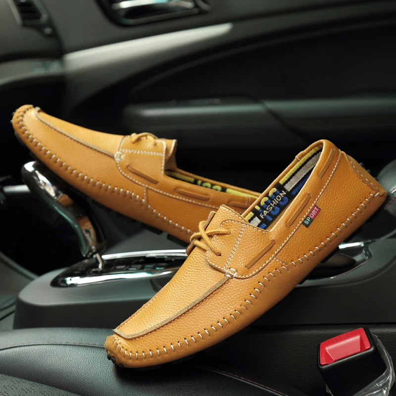 Spring and autumn men's shoes comfortable high quality lightweight lace loafers leathe non-slip wear-resistant large size 47