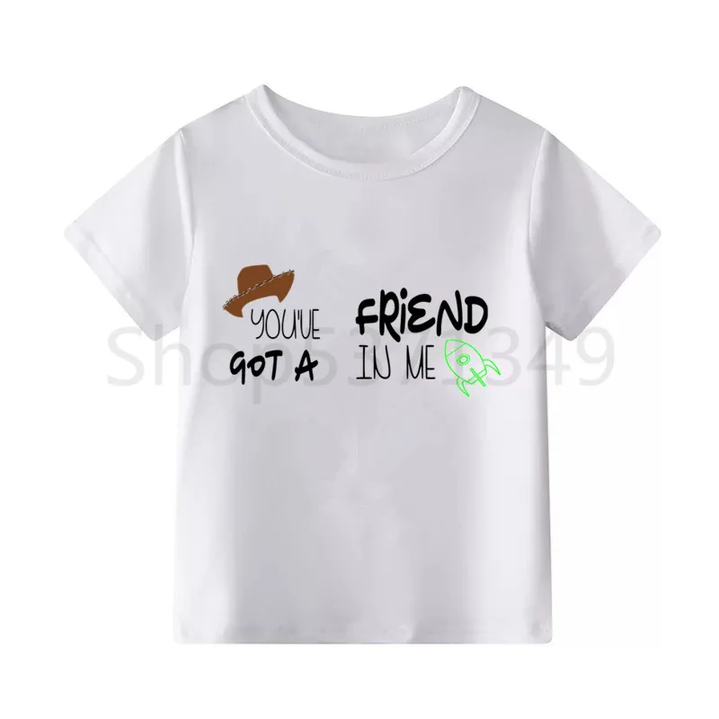 Toy Story/модная футболка с забавным принтом из мультфильма «You 've Got A Friend In Me» детские летние топы с круглым вырезом, футболки для мальчиков и девочек - Цвет: WhiteD